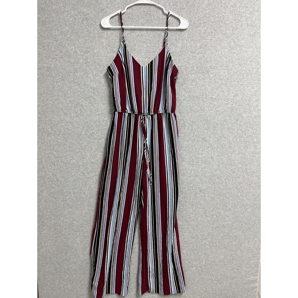Ambiance‎ Apparel Jumpsuit Womens Medium Multicolor Striped Drawstring Wide Leg
